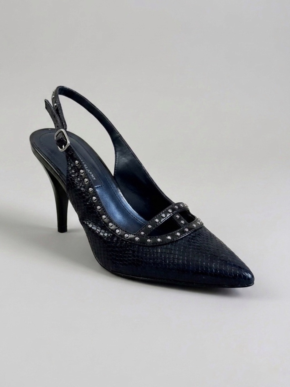 White House Black Market WHBM Megan Studded Snake Slingback Heels, sz. 6.5